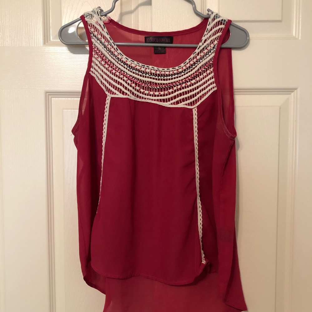 Pink Chiffon Tank Top Blouse